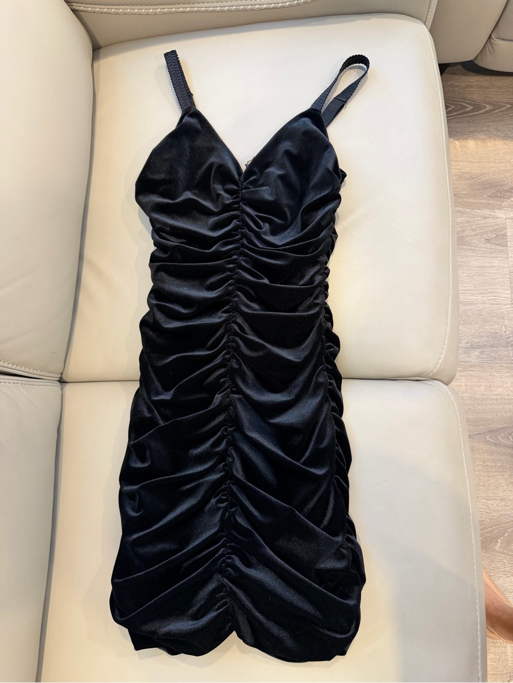 Dolce & Gabbana Black Ruched Mini Slip Dress